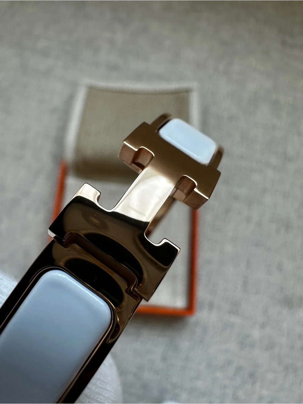 Hermes Clic H bracelet Blanc Rosegold PM